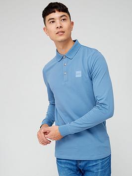 BOSS Passerby Long Sleeve Polo Shirt - Light Blue, Light Blue, Size S, Men