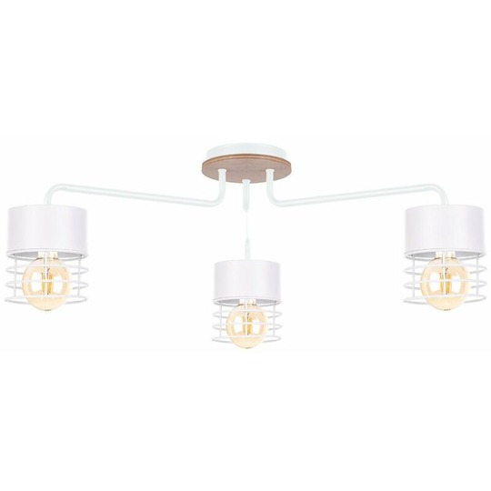 Keter Casa Multi Arm Semi Flush Ceiling Light White, Wood, 70cm, 3x E27