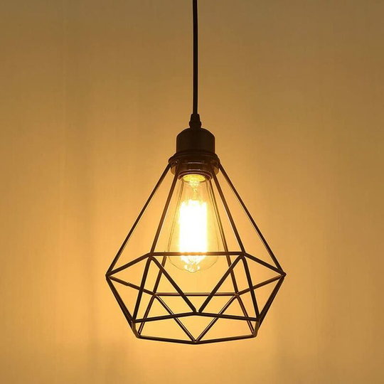 Aougo - Industrial Pendant Light Fixture Retro Chandelier Ceiling Light Vintage Black Lamp Cage Ceiling Lighting Metal Shade for Restaurant Living