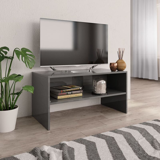 Tv Cabinet High Gloss Grey 80x40x40 cm Chipboard