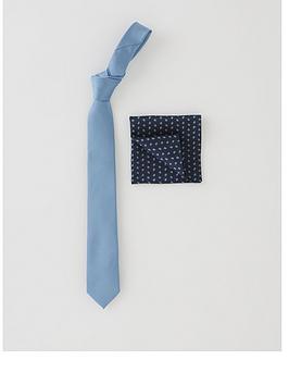 Very Man Tie/Pocket Square - Two Tone - Light Blue, Light Blue, Men