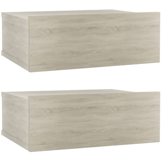 Floating Nightstands 2 pcs Sonoma Oak 40x30x15 cm Engineered Wood Vidaxl Brown