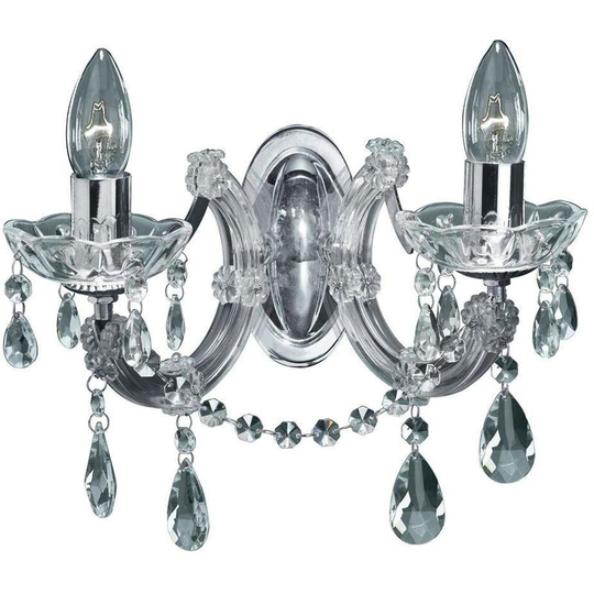 Searchlight Marie Therese - Indoor Candle Wall 2 Light Chrome with Crystals, E14