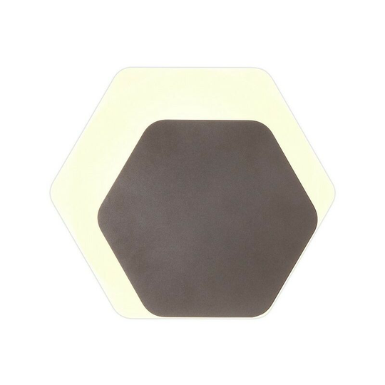Magnetic Base Wall Lamp, 12W led 3000K 498lm, 15, 19cm Horizontal Hexagonal Right Offset, Coffee, Acrylic Frosted Diffuser - Luminosa Lighting