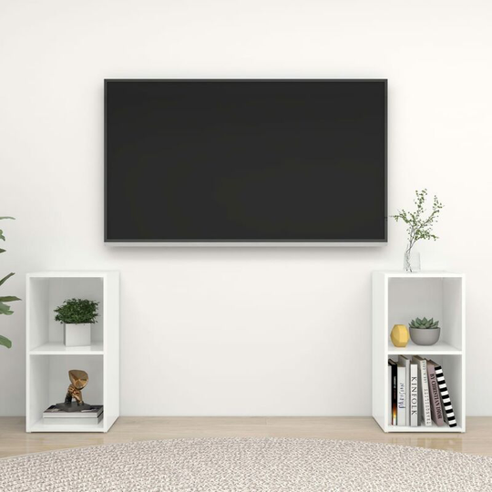Topdeal TV Cabinets 2 pcs High Gloss White 72x35x36.5 cm Chipboard FF3079904_UK