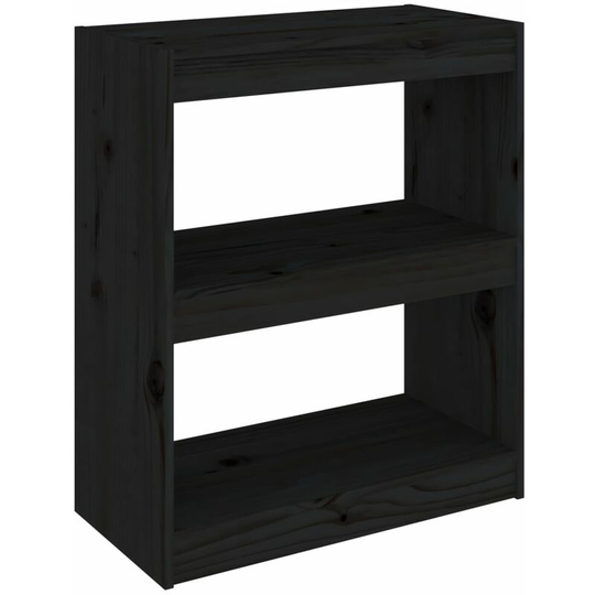 Book Cabinet/Room Divider Black 60x30x71.5 cm Solid Wood Pine Vidaxl Black
