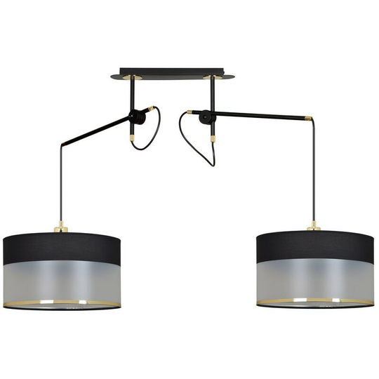 Emibig Monolit Black Pendant Ceiling Light with Black, Gold Fabric Shades, 2x E-27