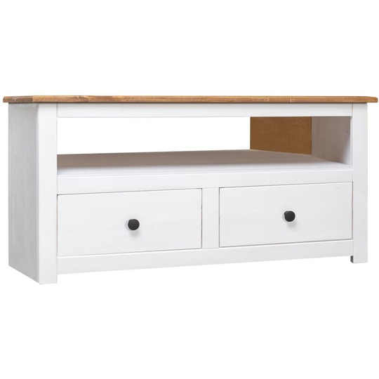 Devenirriche - Corner tv Cabinet White 93x49x49 cm Solid Pine Panama Range - White