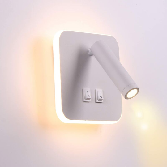 Aougo - Bedside Lights led Wall Lamp Indoor Hotel Wall Lights Bed Hallway Wall Lamp with Switch White (Square)