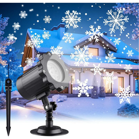 Tinor - Christmas Projector led Lamp, Snowflake Projector Light, White Dynamic Night Lighting, Outdoor Christmas Projector, 180° Adjustable Angle,