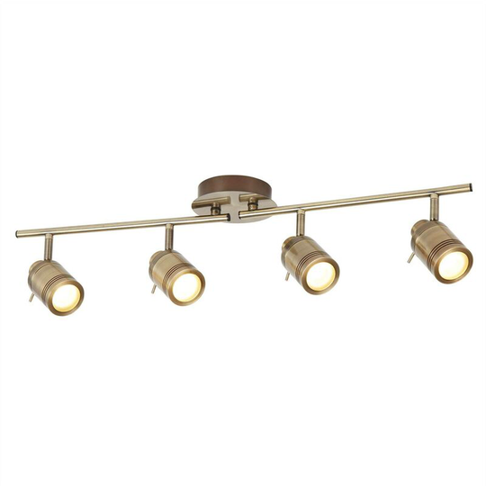 Searchlight Lighting - Searchlight Samson - 4 Light Bathroom Ceiling Spotlight Bar Antique Brass IP44, GU10