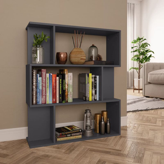 Devenirriche - Book Cabinet/Room Divider Grey 80x24x96 cm Chipboard - Grey