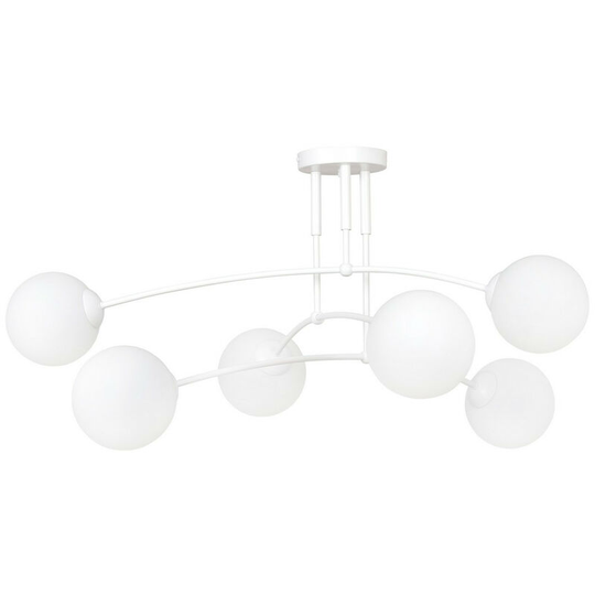 Emibig Lighting - Emibig Pregos White Globe Ceiling Light with White Glass Shades, 6x E14