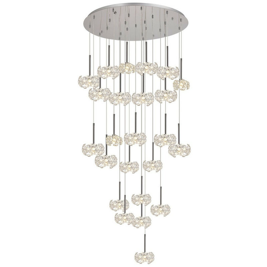 Luminosa Lighting - Luminosa Salisbury 24 Light G9 5m Round Multiple Ceiling Pendant With Polished Chrome And Crystal Shade