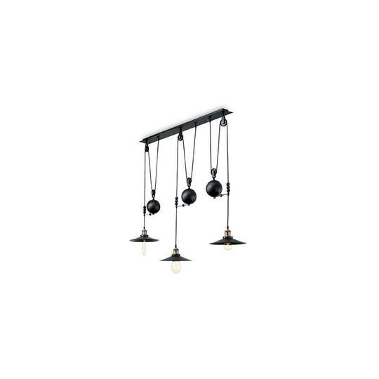 Ideal Lux Up And Down - 3 Light Adjustable Ceiling Pendant Bar Black, E27