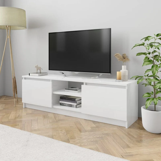 Asupermall - tv Cabinet High Gloss White 120x30x35.5 cm Chipboard