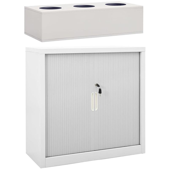 Sliding Door Cabinet with Planter Box Grey 90x40x113 cm Steel vidaXL - Grey