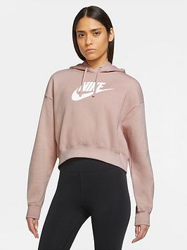Nike NSW Club Fleece GX Crop Hoodie - Light Pink, Light Pink, Size 2Xl, Women