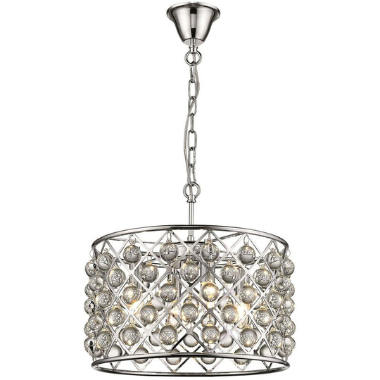 4 Light Small Ceiling Pendant Chrome, Clear with Crystals, E14 - Spring Lighting