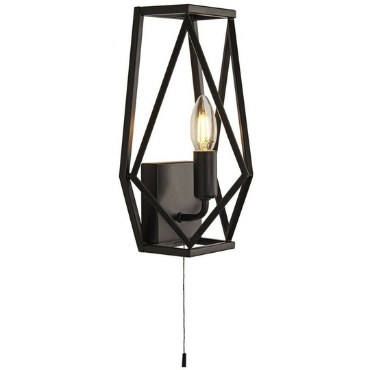 Searchlight CHASSIS - 1 Light Black Cage Wall Lamp