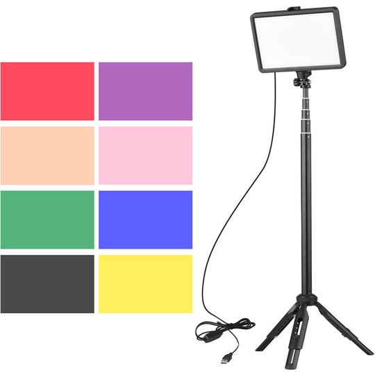 Asupermall - usb led Video Light Kit Video Conference Lighting with 1 * led Fill Light 3200K-5600K Dimmable + 1 * Extendable Tripod + 8 * Color