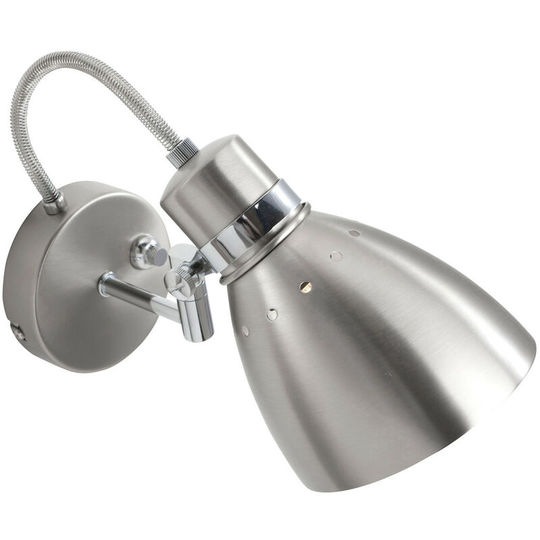 Sienna Jump Dome Wall Light Steel Brushed, Chrome Polished
