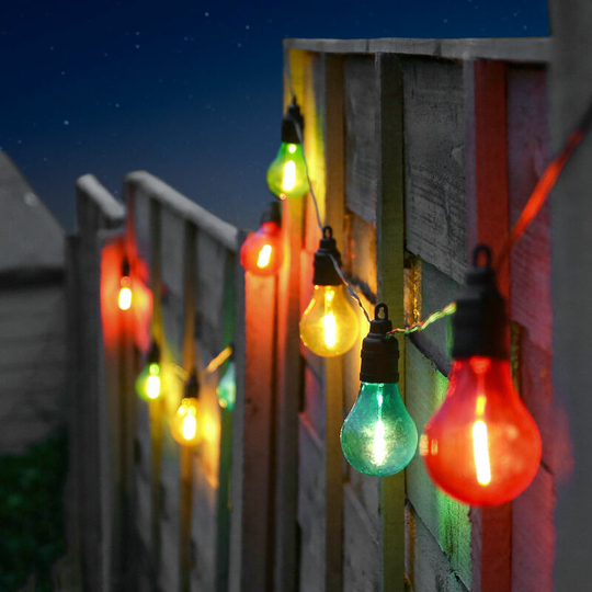 4.5m Plug In Filament Effect Multi Colour Festoon Fairy Lights | Outdoor Garden Summer Party Decoration - Multi Colour