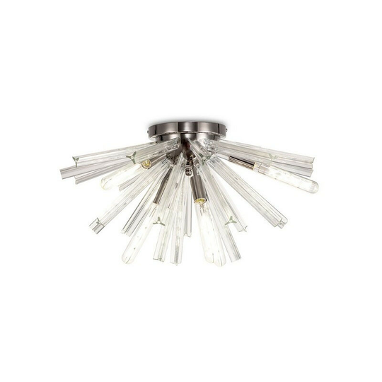 Luminosa 6 Light E14, Semi Flush Polished Nickel , Clear Glass