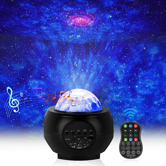 Flkwoh - Starry Sky Projector, Kids Night Light Music Bluetooth Star Projection, 27 Modes Projector Galaxy Lamp with Remote Control, Baby Bedroom