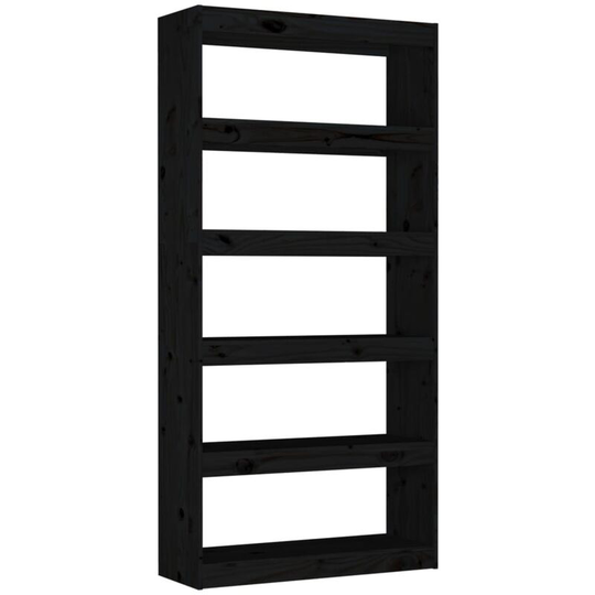 Book Cabinet/Room Divider Black 80x30x167.4 cm Solid Wood Pine Vidaxl Black