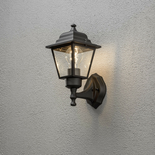 Konstsmide Lighting - Konstsmide Budget Outdoor Wide Lantern Up Light Matt Black, IP23