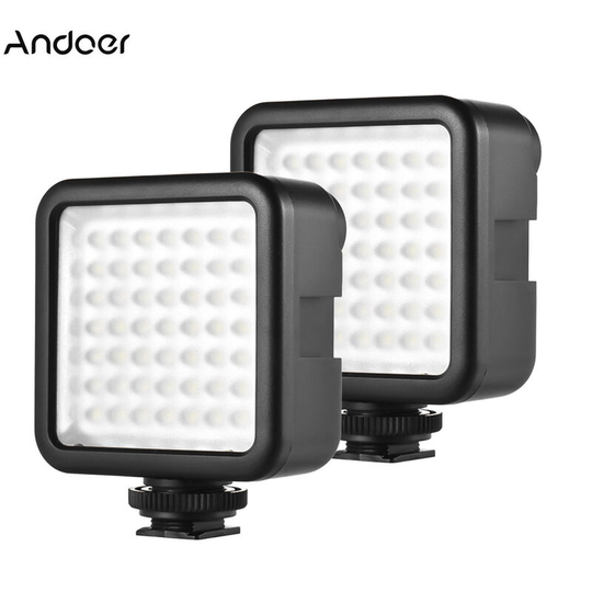 Andoer - W49 Mini Interlock Camera led Panel Light Dimmable Camcorder Video Lighting With Shoe Mount Adapter for Canon Nikon Sony A7 dslr, Pack of