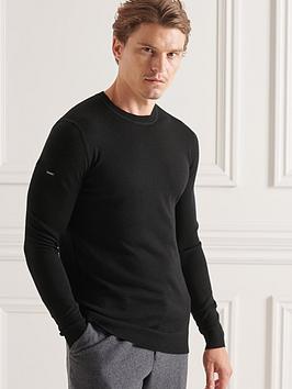 Superdry Studios Merino Crew - Black, Black, Size S, Men