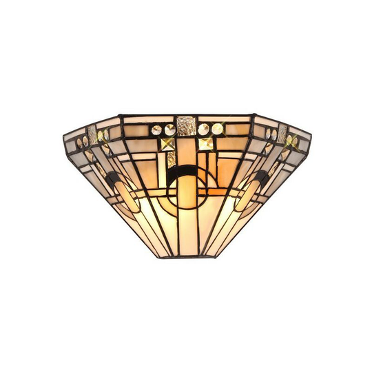 Tiffany Wall Lamp, 2 x E14, White, Grey, Black, Clear Crystal - Luminosa Lighting