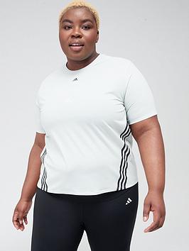 adidas Training Icons 3 Stripes Tee (Plus Size) - Light Green, Light Green, Size 4X, Women