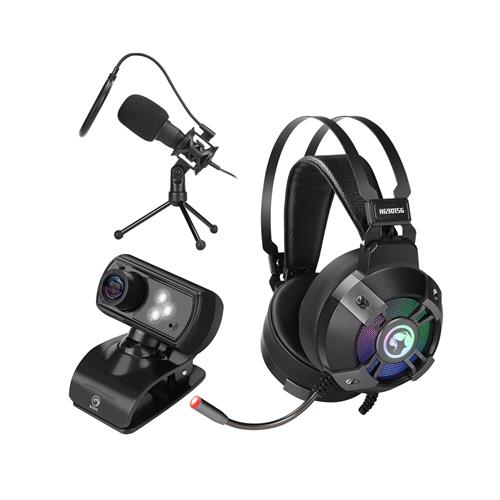 Marvo Scorpion Streaming Bundle - Includes MIC-03 Omnidirectional USB Streaming Microphone MPC01 HD Webcam 1280x720 and HG9015G 7.1 Virtual Surround Sound Gaming Headset