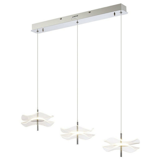 Luminosa Amsterdam Linear Ceiling Pendant, 3 Light 6W led, 4000K, 1500lm, Polished Chrome