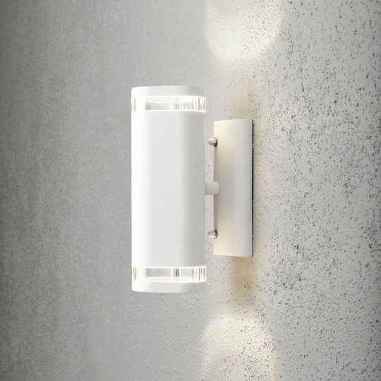 Konstsmide Lighting - Konstsmide Modena Outdoor Modern Up Down Double Wall Light Whitetransparent, IP44