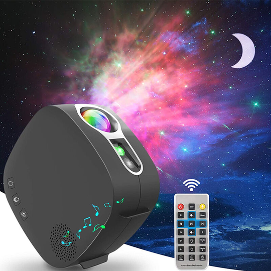 Thsinde - led starry sky projector, 360 ° rotating moon and nebula color projector lamp with radio frequency remote control and bluetooth speaker,