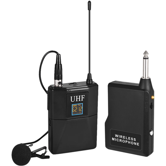 Asupermall - Professional uhf Wireless Microphone System Transmitter Receiver Set with Unidirectional Lavalier Lapel Mic for Teaching Conference