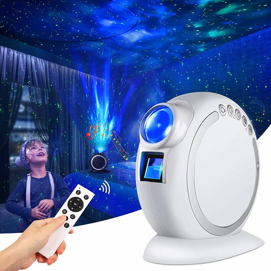 Smart Star Projector Light Starry Dream Rotating Light Bluetooth Music Light Creative Remote Control Night Light, White