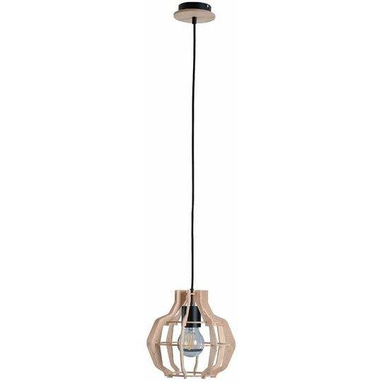 Keter Bento Wire Frame Pendant Ceiling Light Black, Wood, 28cm, 1x E27