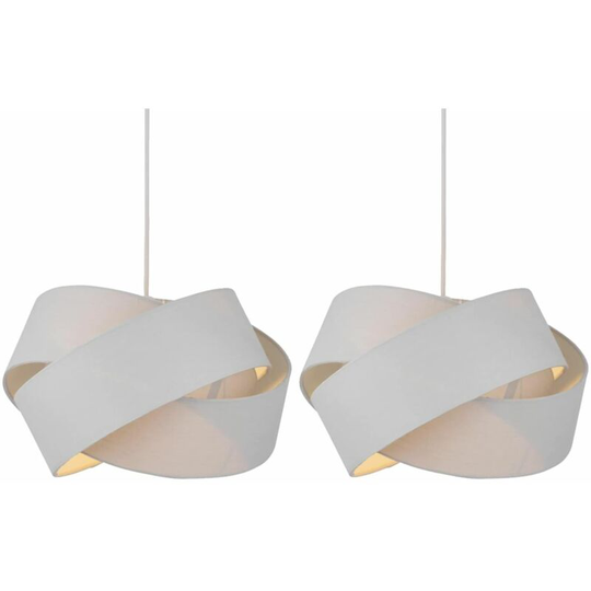 Set of 2 Light Grey Layered Twist Ceiling Light Shades - Light grey cotton