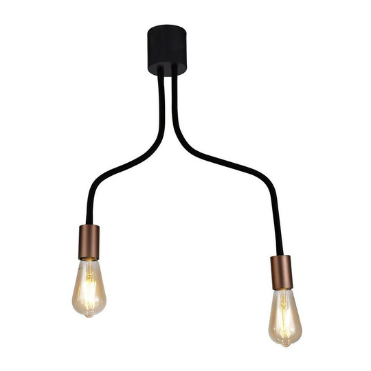 Flexible Semi Flush Ceiling 2 Light E27, Satin Black, Brushed Copper - Luminosa Lighting