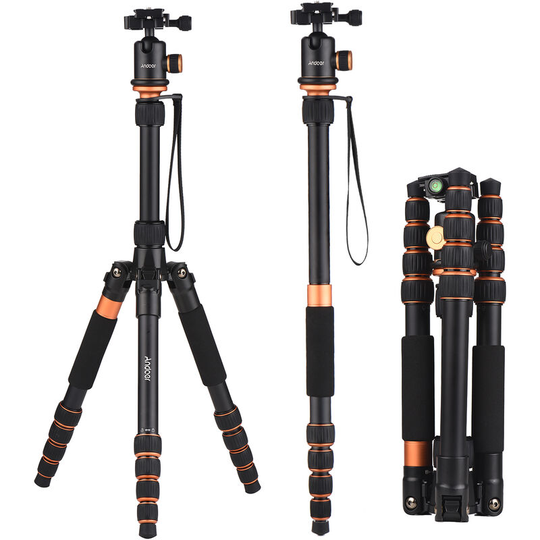 Andoer - Portable Detachable Tripod Aluminum Alloy Monopod with Max. 5KG Load Bearing Ball Head Carrying Bag Quick Release Plate for Camera