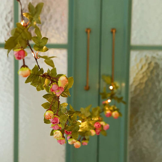 String Lights - 20LED Realistic Rattan Plant String Lights Battery Operated led Flower Fairy Lights - Waterproof led String Lights for
