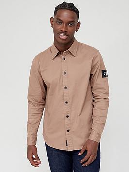 Calvin Klein Jeans Monogram Badge Relaxed Shirt - Light Brown, Light Brown, Size S, Men