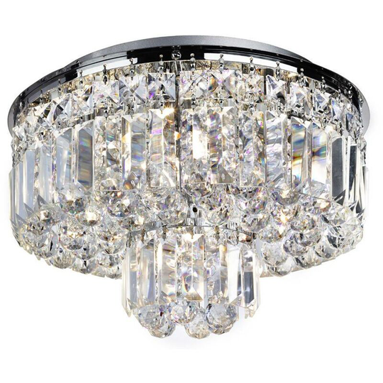 Searchlight Hayley - 5 Light Flush Ceiling Light Chrome, Crystal, G9