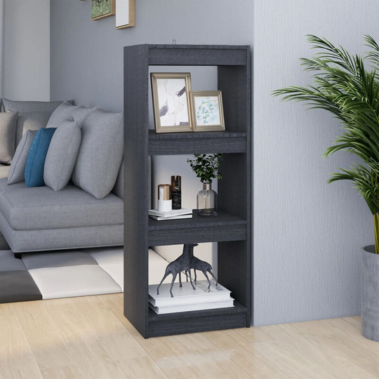 Asupermall - Book Cabinet/Room Divider Grey 40x30x103.5 cm Solid Pinewood