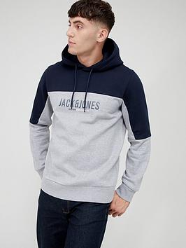 Jack & Jones Colour Block Overhead Hoodie - Light Grey Melange, Light Grey Melange, Size Xs, Men